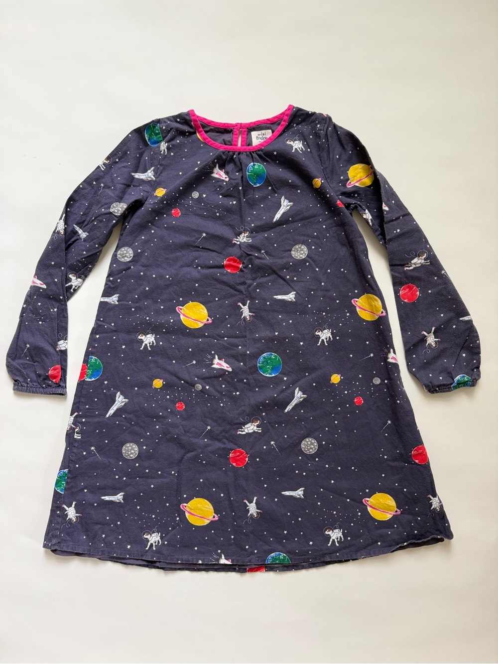 Mini Boden Girls Tunic Space Planets Dress Size 9-10 Years Science Dog Astronaut